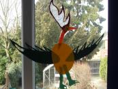 Leger-inspired colourful tall shadow puppet at Greenacre School